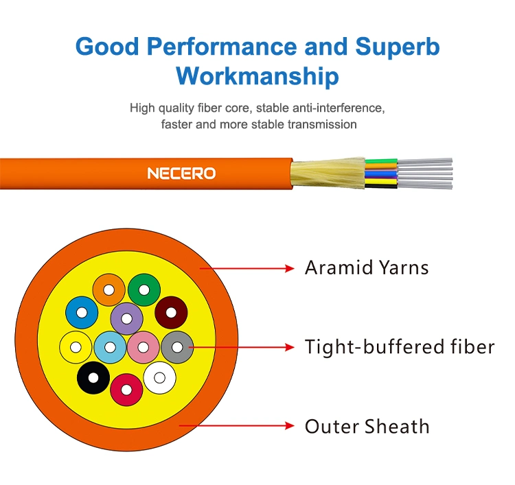 Indoor GJFJV 1/2/4/6/8/10 Core Tight Buffered 2.0mm/3.0mm Sc/LC/St/FC Fiber Optic/Optical Jumper Cable for Patch Cords and Pigtails