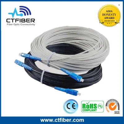 FTTH Sc para Sc Cabo de fio de fibra óptica de modo único Cabo branco